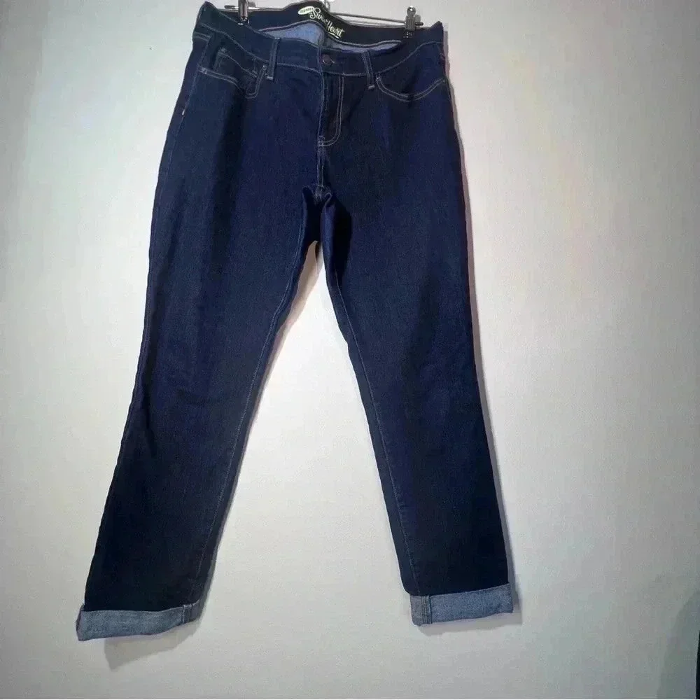 OLD NAVY Sweat Heart Skinny jeans rolled up ankle high rise dark size 12R